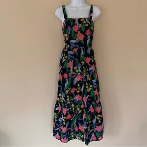 J. Crew  Imogine Midi Dress Medium Tropical Floral Vacation Resort Beach Tiered